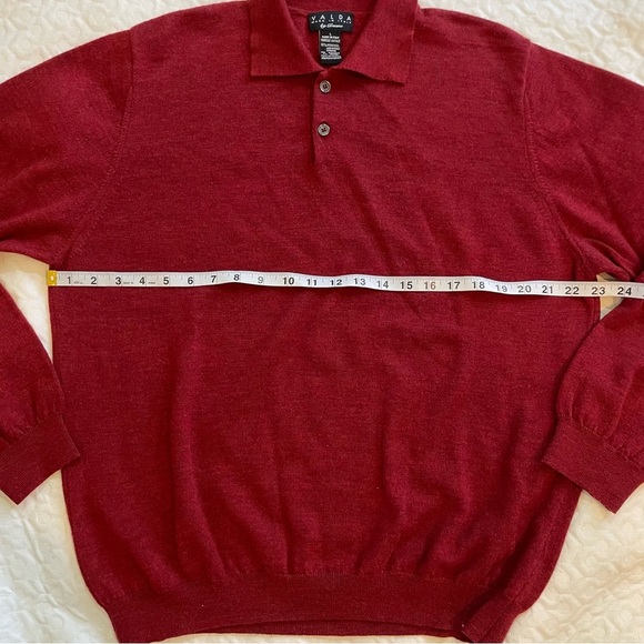Valda by Toscano Sweater Men’s 100% Merino Wool Collared Red Large Italian Cozy - Picture 6 of 7